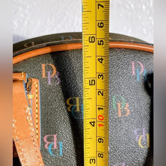 Vintage Y2K Dooney & Bourke Rainbow Monogram Mini Bowler Handbag w/ Heart Charm - Picture 15 of 17